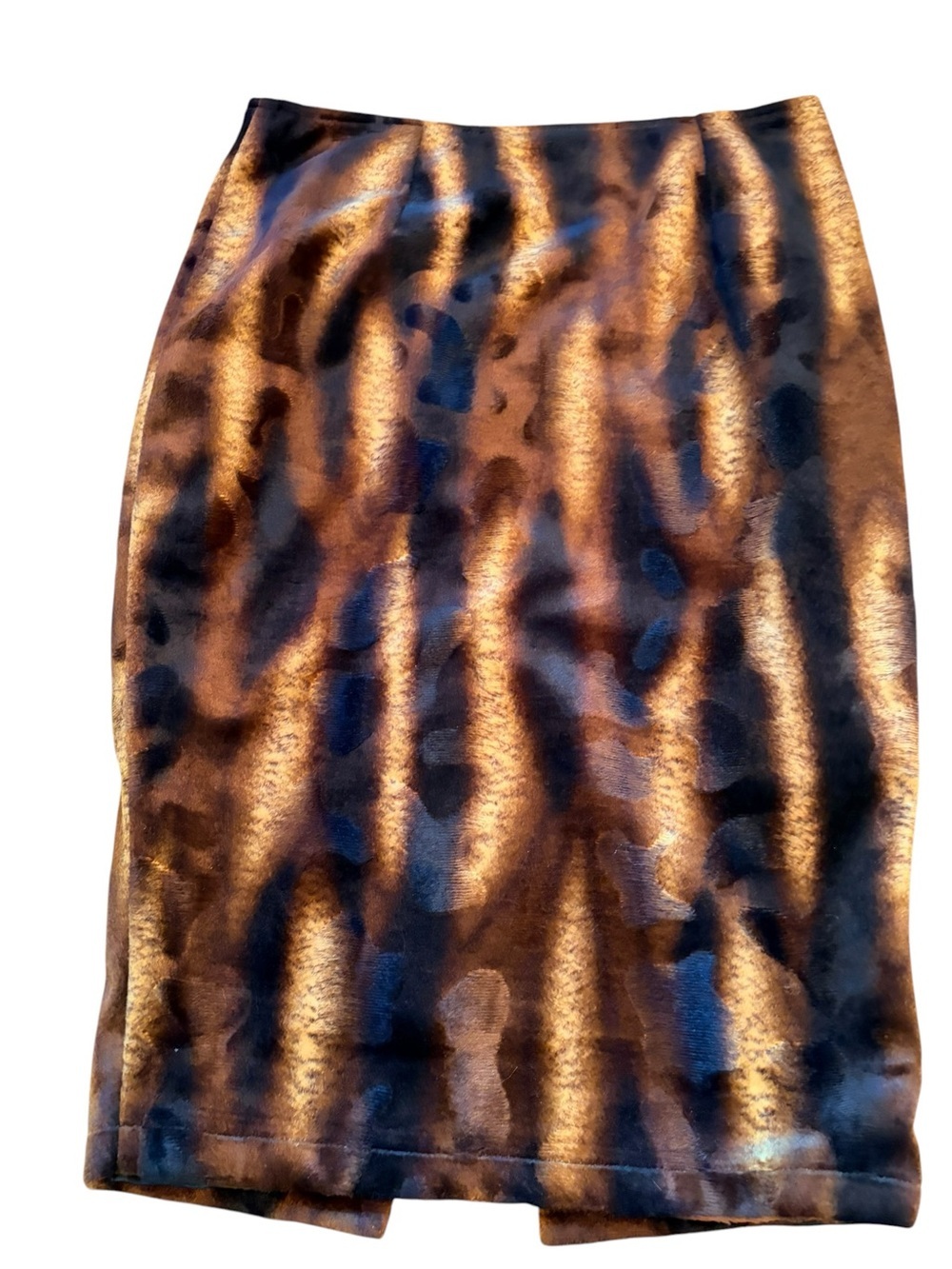 CANADIAN DESIGN Bronze and Black Velvet Pencil Skirt